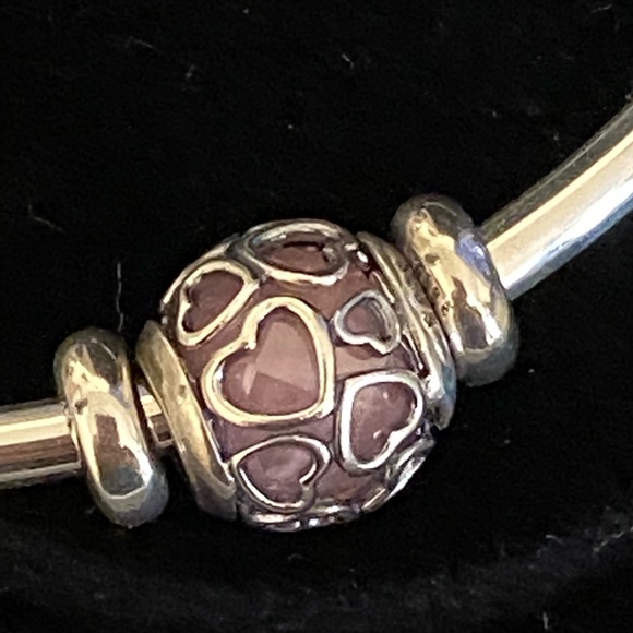 Pandora bangle pave ball with charm - Picture 2 of 5